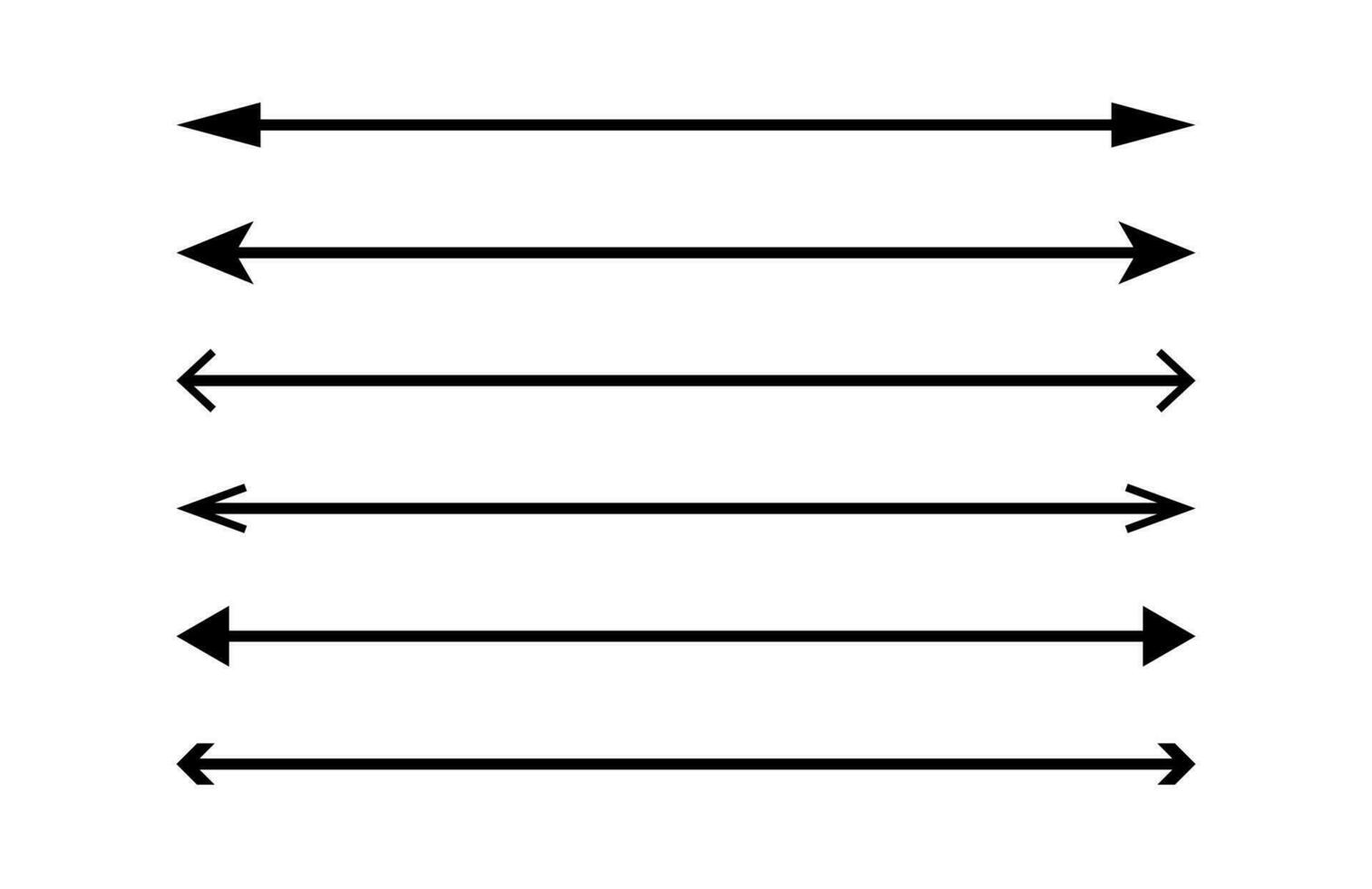 largo doble Derecho negro flechas un conjunto de dirección indicadores arriba, abajo o bien, izquierda. aislado vector ilustración en blanco antecedentes.