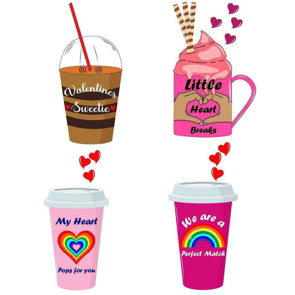 Valentine Coffee Up Sublimation Clipart vector