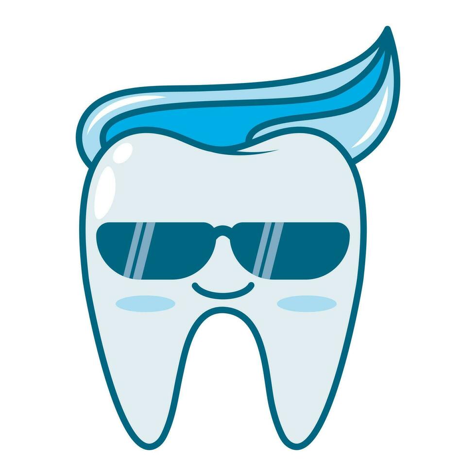 vector of cool tooth character wearing sunglasses with toothpaste hair