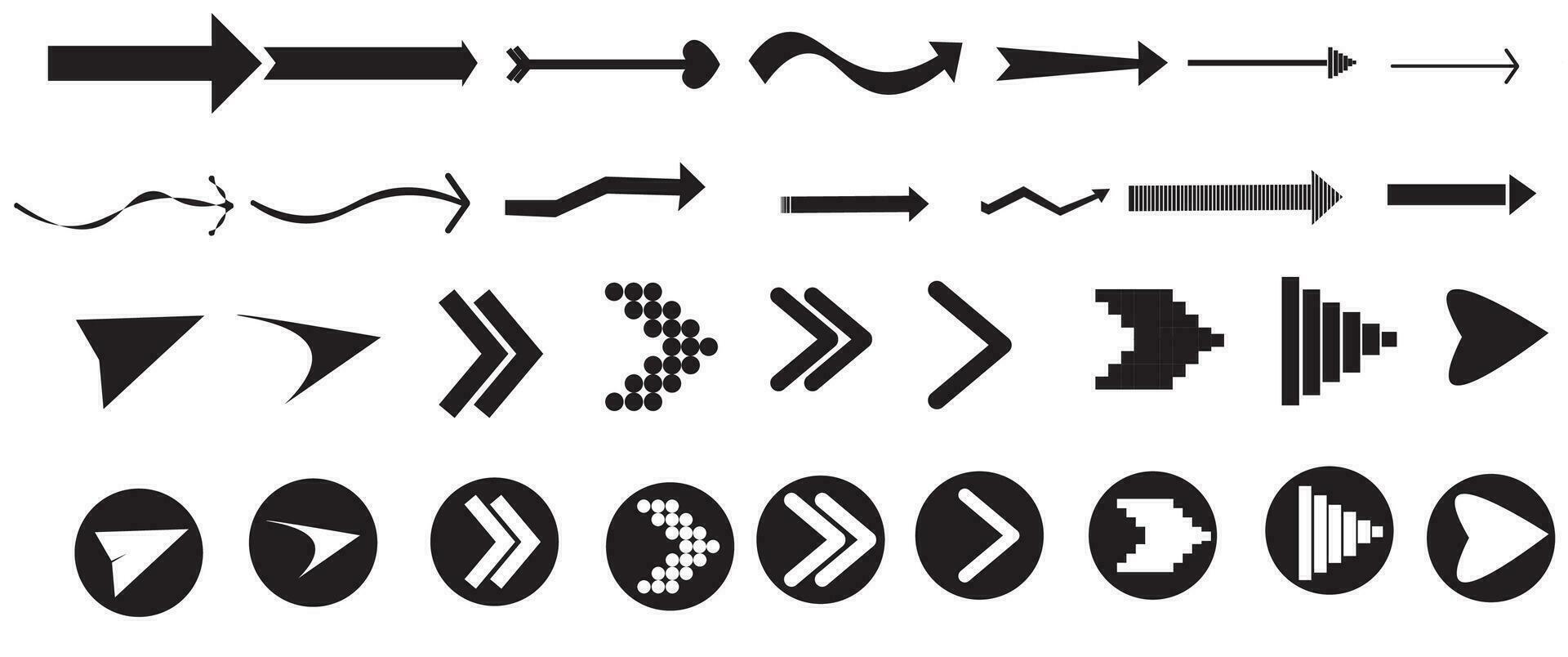 Arrows set. Arrow icon collection. Set different arrows or web arrow icon designs. Flat style arrow isolated on white background - stock vector. vector