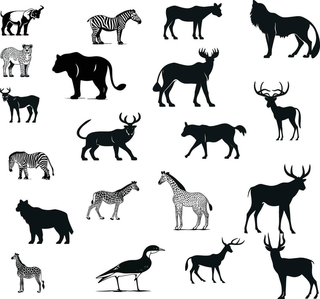 animales siluetas conjunto vector