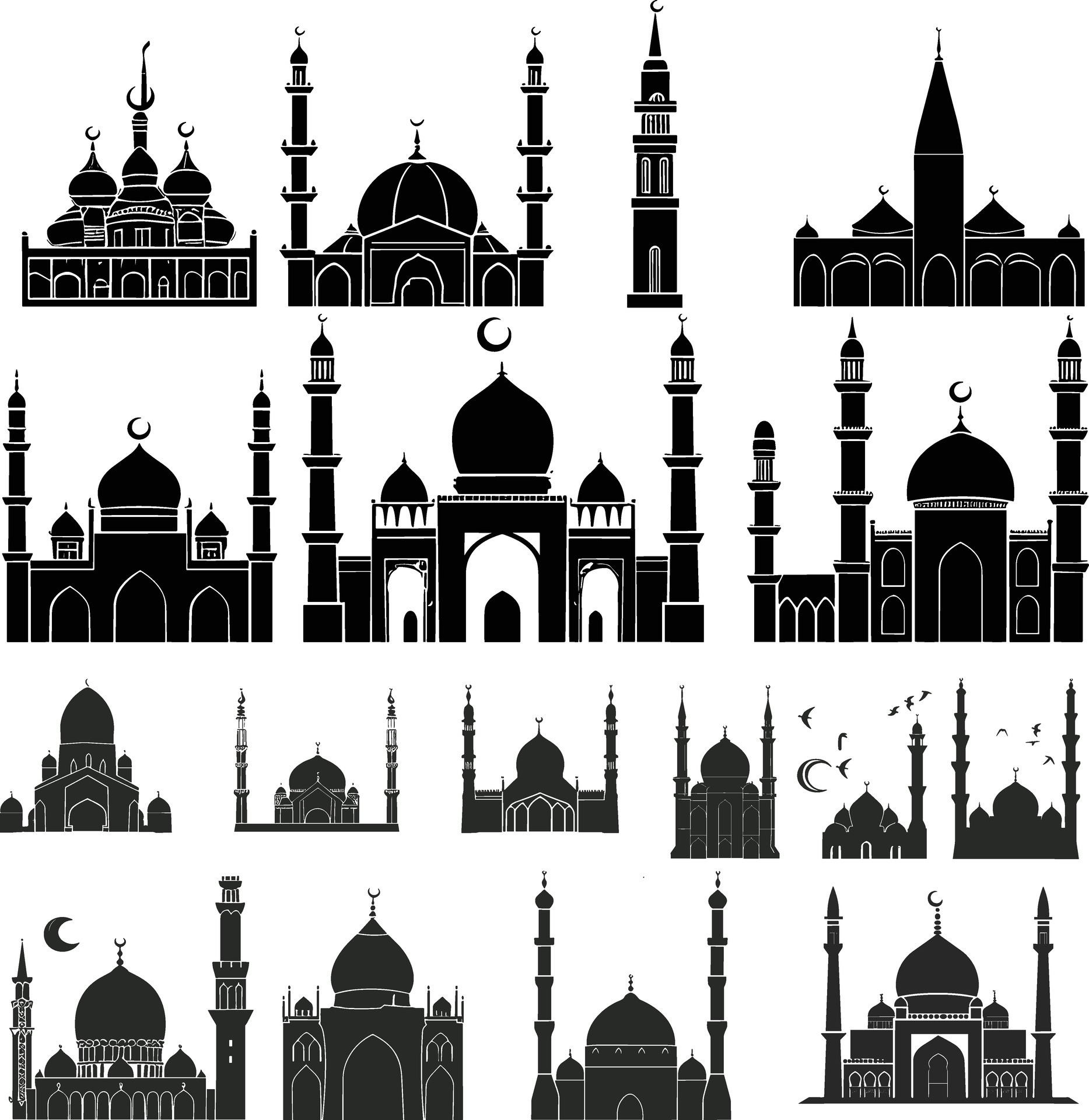 Set of Mosque vector illustration 36140480 Vector Art at Vecteezy