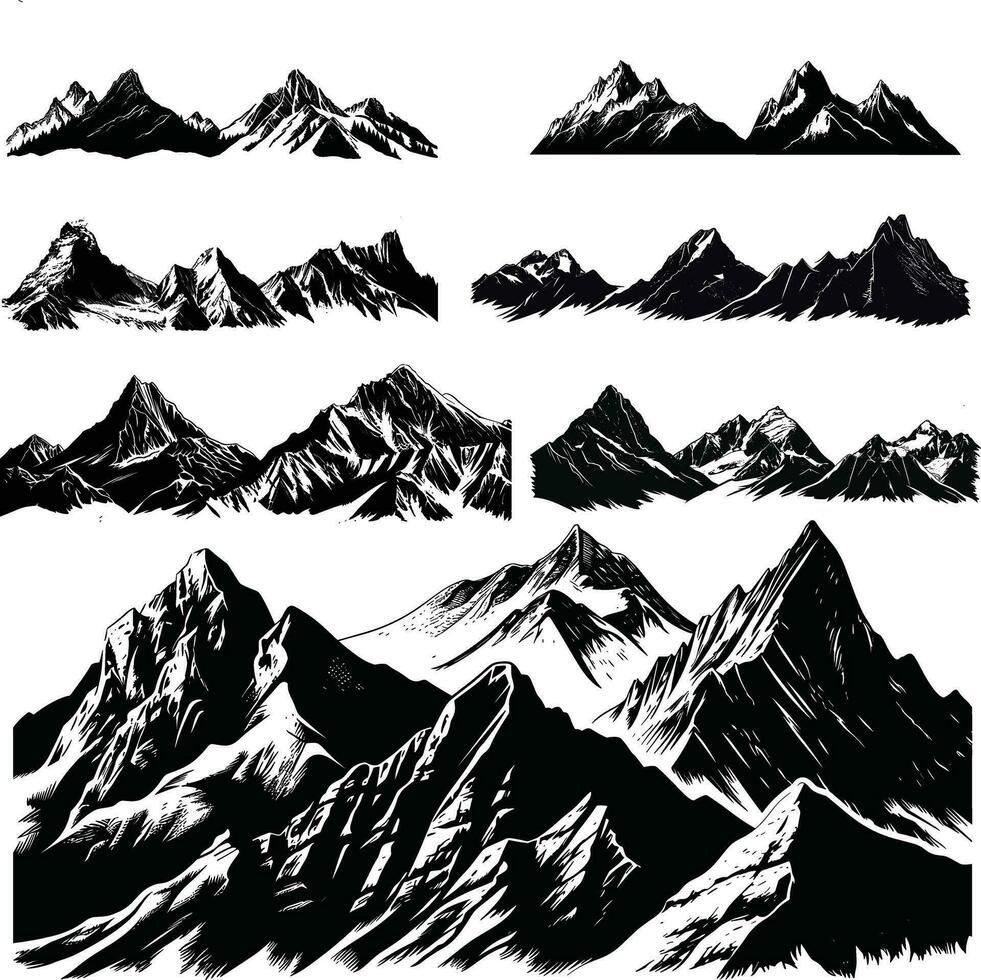 montaña paisaje vector ilustración conjunto