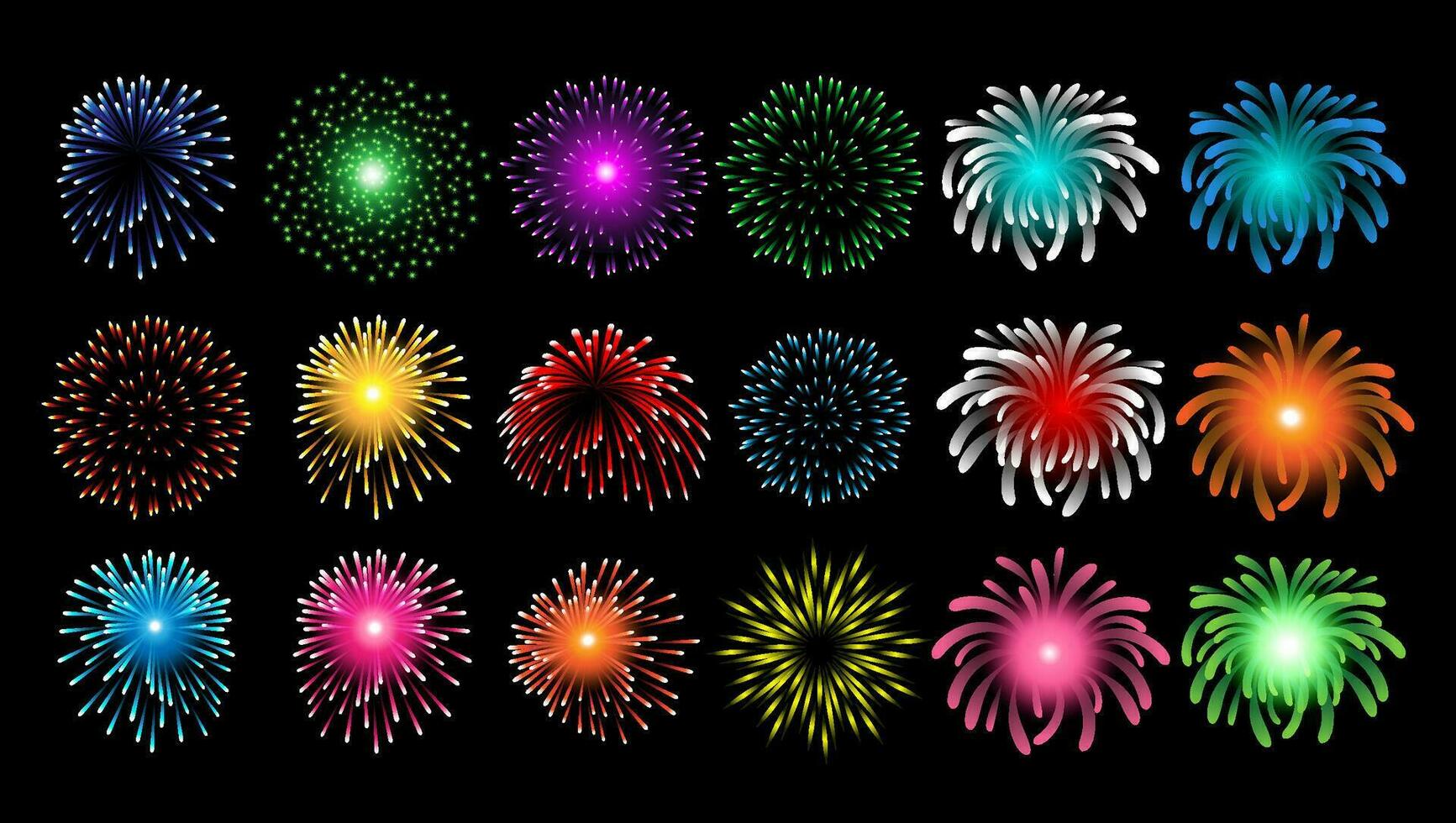 colorful fireworks on black background for celebration vector