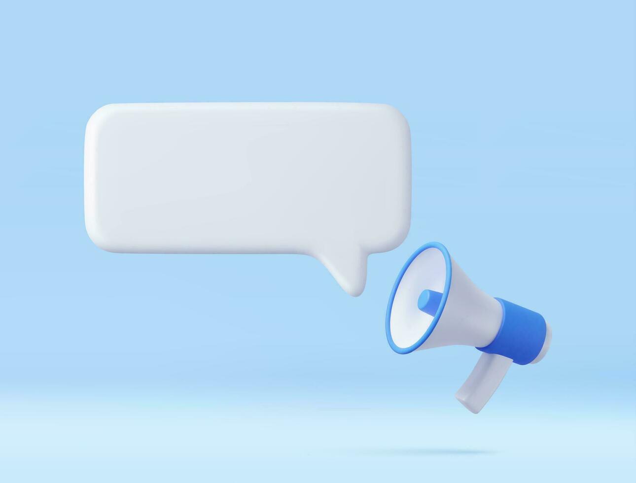 3d megaphone, loudspeaker with speech bubble vector