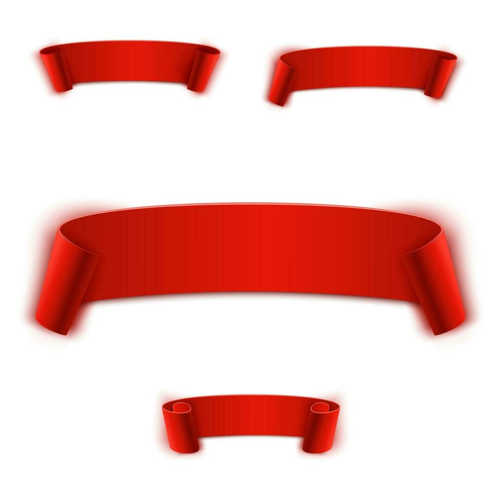 conjunto realista curvo rojo cinta vector