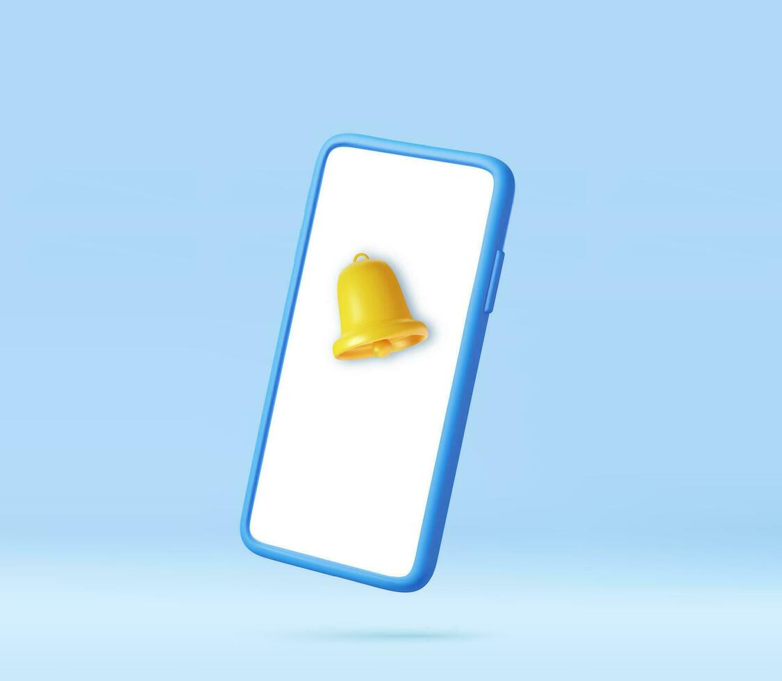 3D Phone with Bell notification. vector