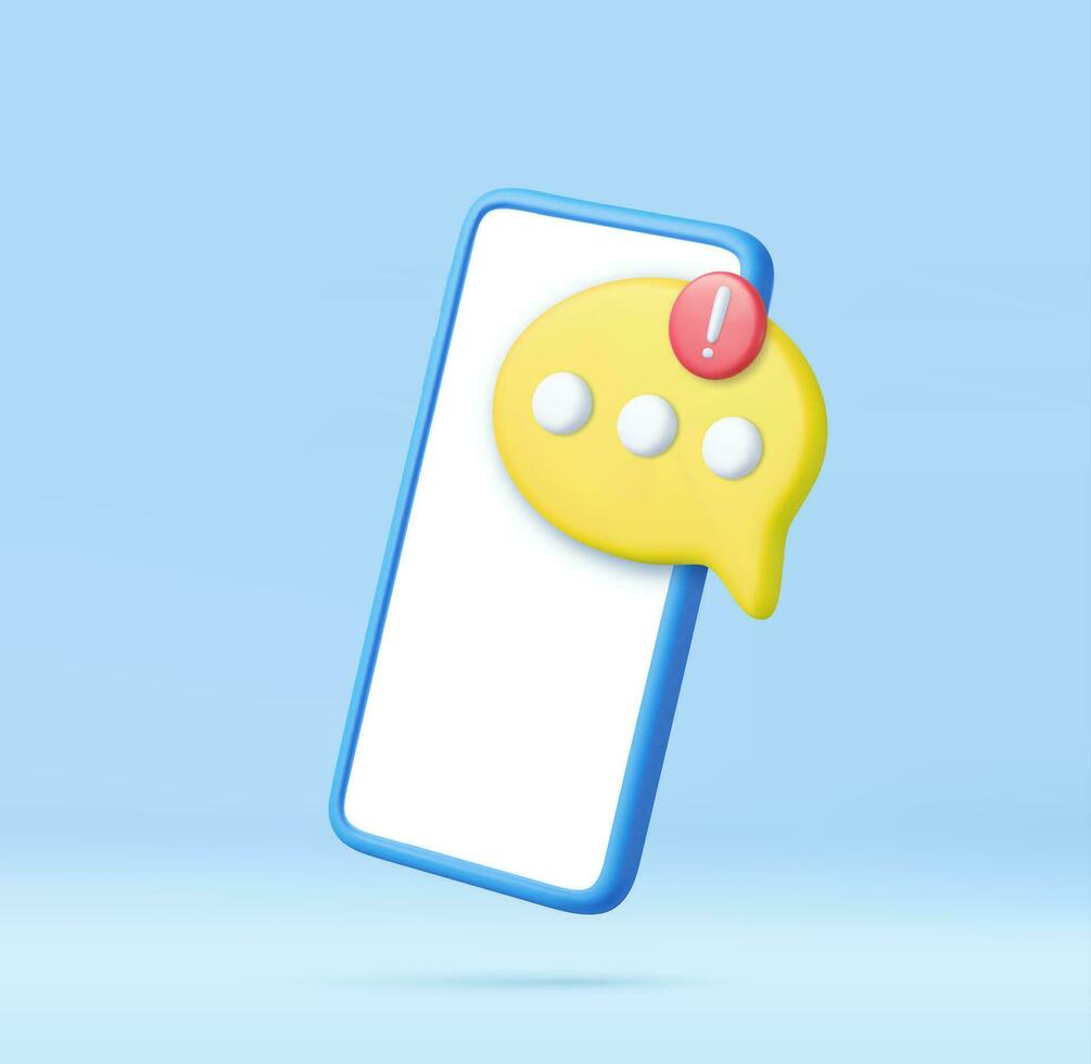 3D speech bubbles on mobile phone vector