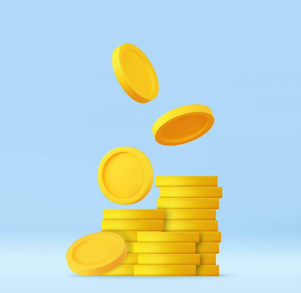 3D Stack of Gold Coins Icon vector