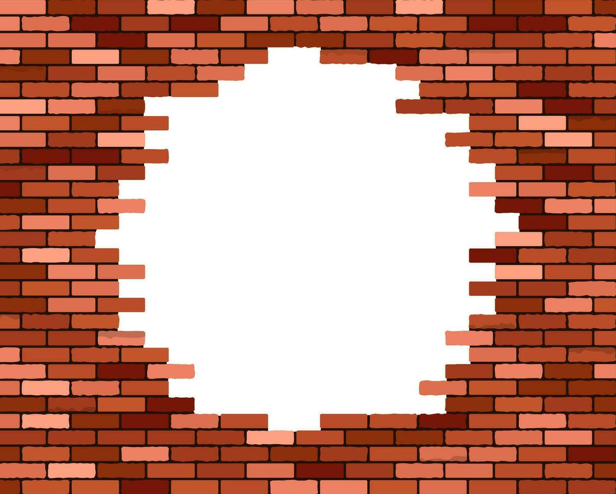 Broken brick wall, vector