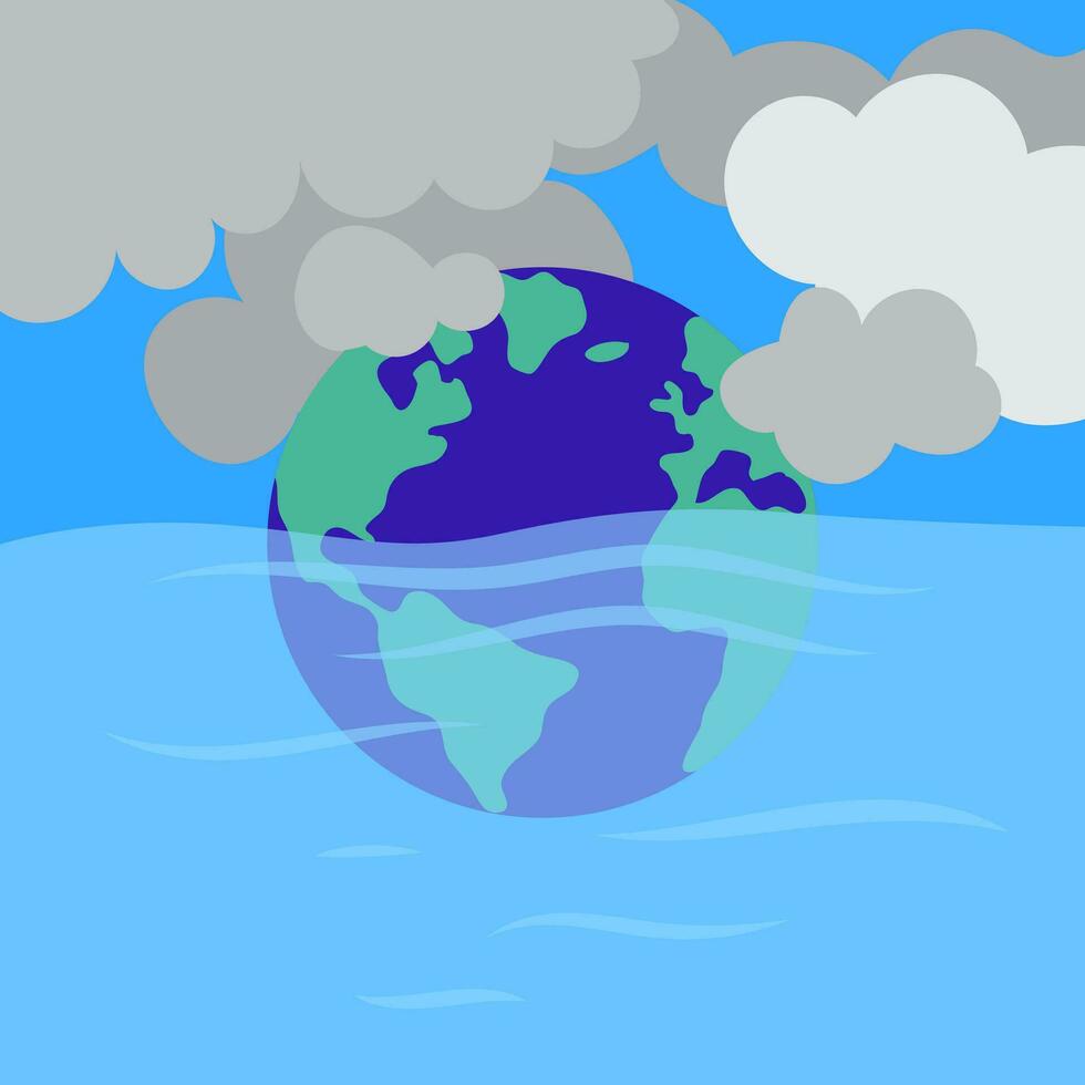 clima cambiar. co2 problema. global calentamiento planeta tierra hundimiento. ecología concepto. salvar mundo. proteger ambiente. tierra día. mundo ambiente día. exceso cansada gases humano impacto en naturaleza vector