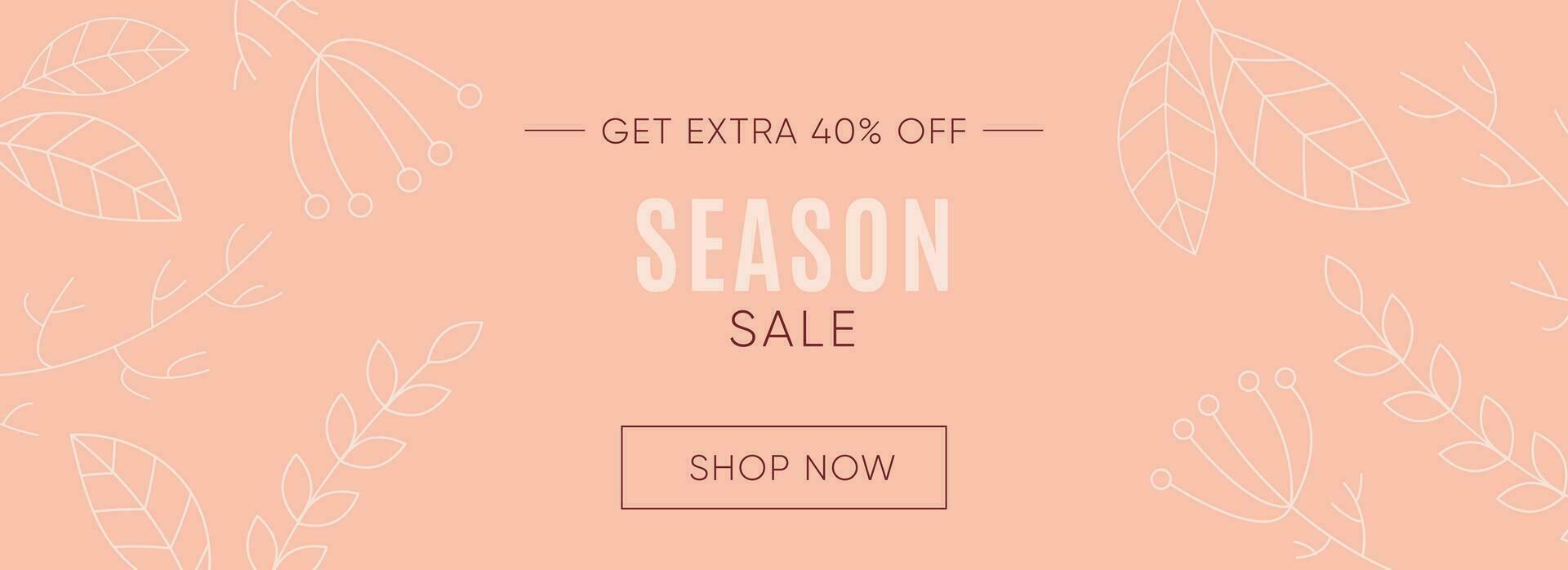 Creative season sale banner in trendy peach fuzz color with discount text vector