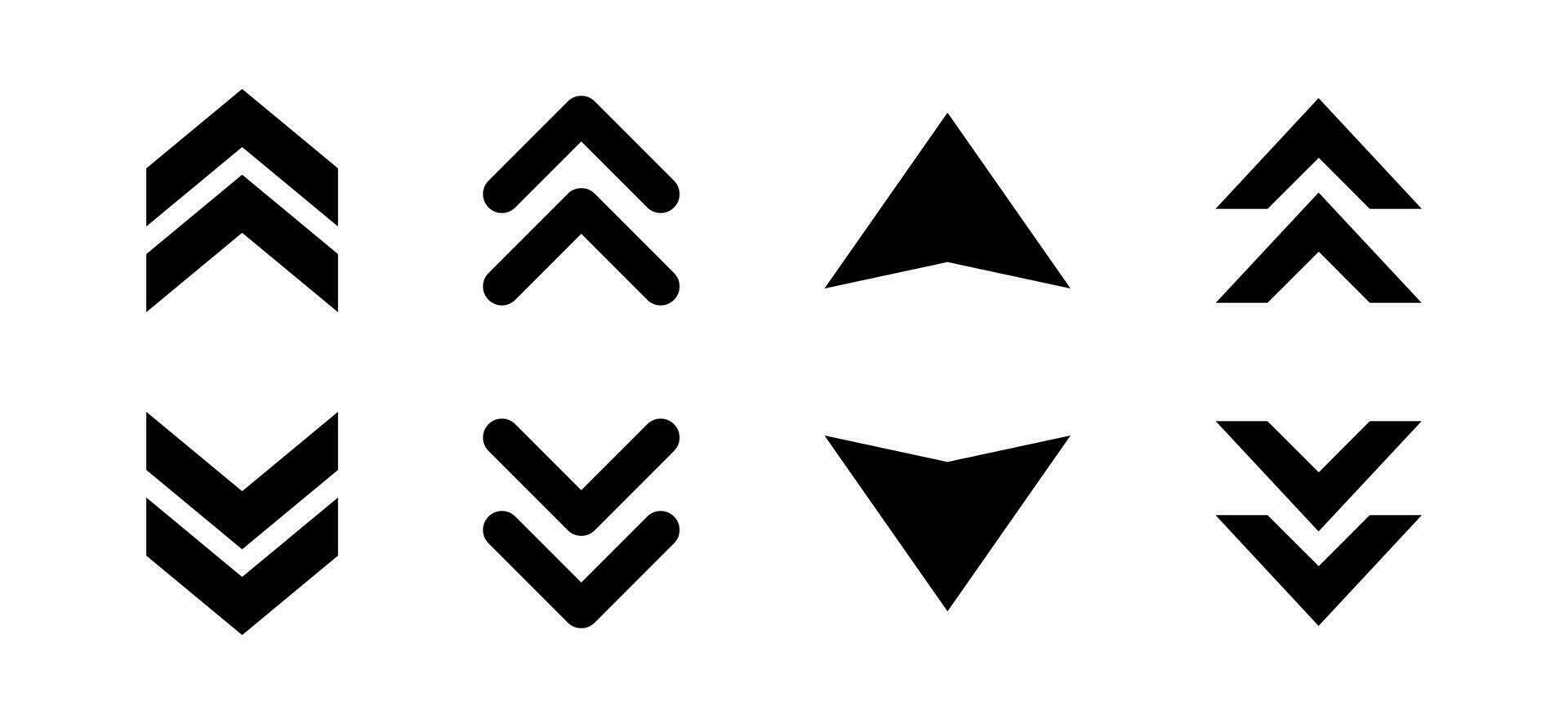 Swipe up down icon set. Upward and downward arrow symbol vector