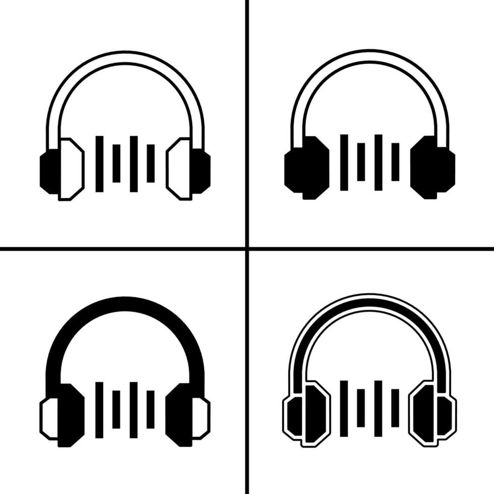 Vector black and white illustration of headset icon for business. Stock vector design.