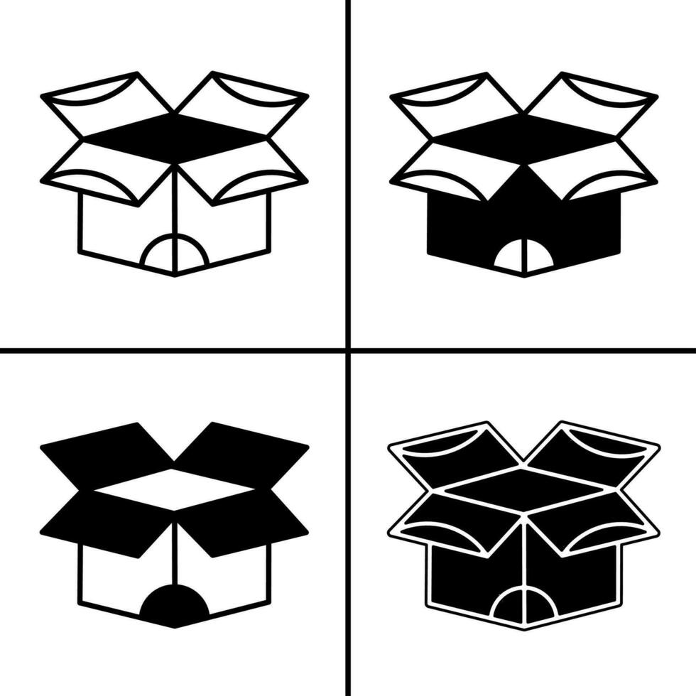 Vector black and white illustration of cardboard icon for business. Stock vector design.