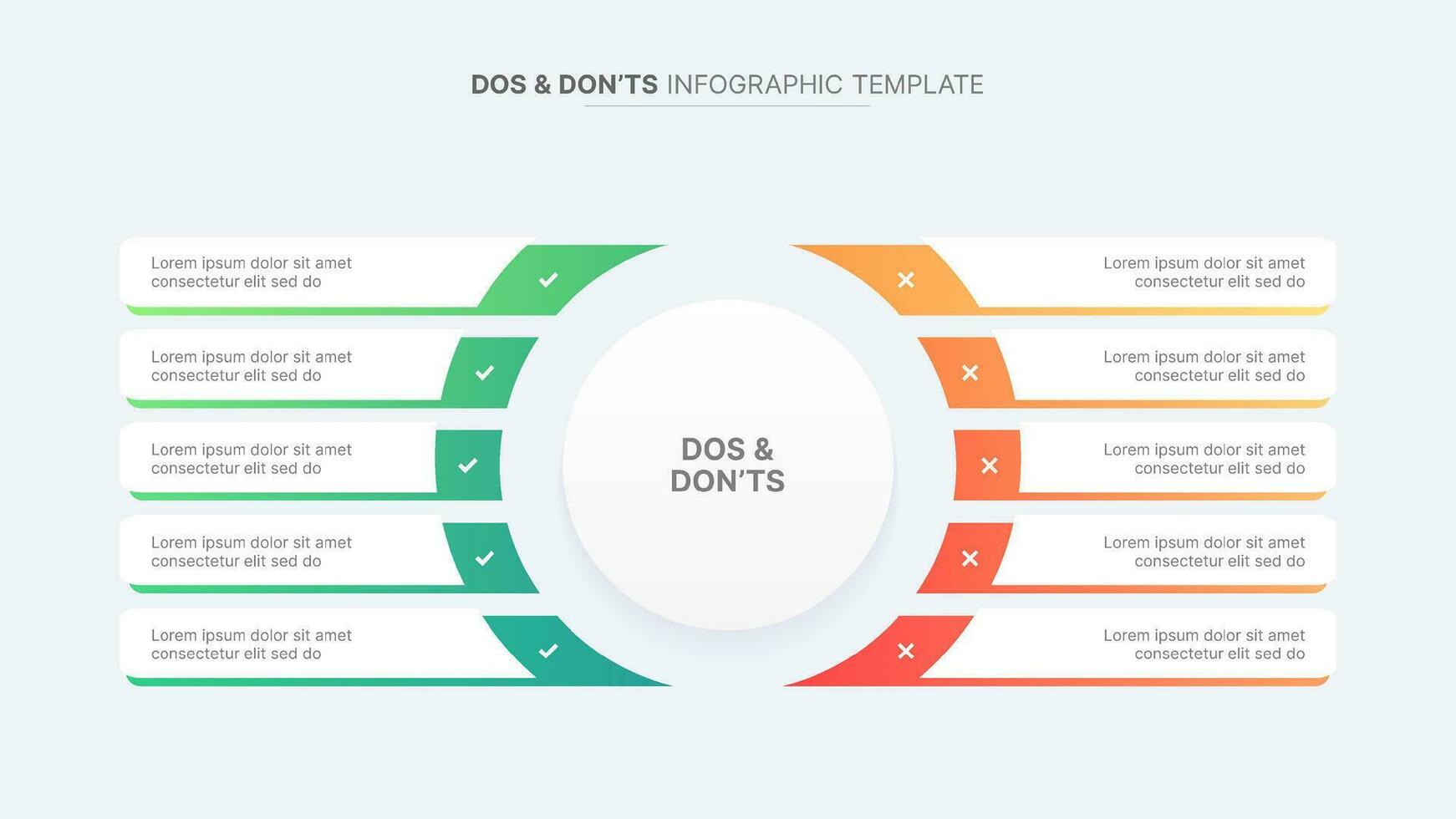 Circle Round Dos and Don'ts, Pros and Cons, VS, Versus Comparison Infographic Design Template vector