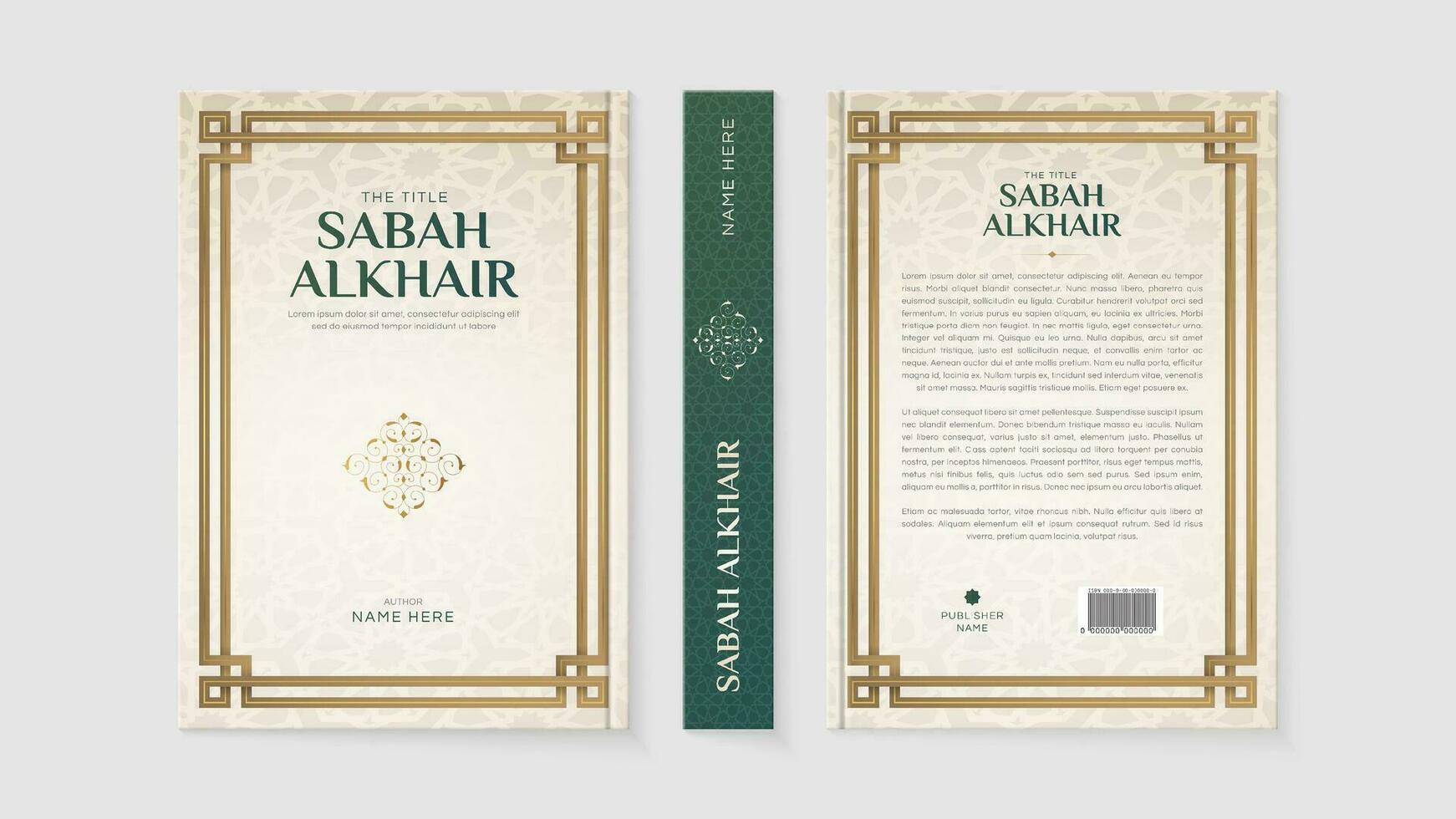 Islamic Arabic Style Book Cover Template Design with Arabesque Moroccan Pattern vector