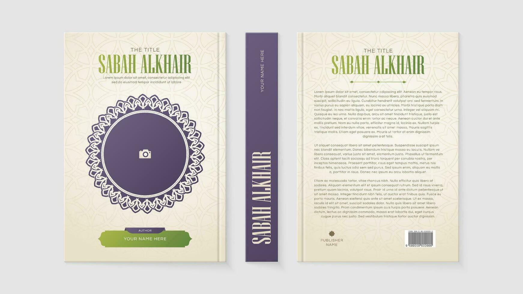 Islamic Arabic Style Book Cover Template Design with Arabesque Moroccan Pattern vector