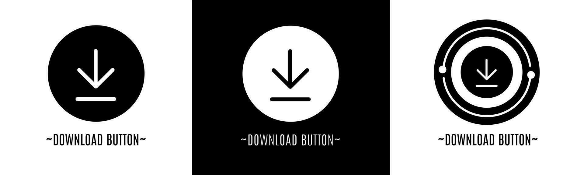 Download button logo set. Collection of black and white logos. Stock vector. vector