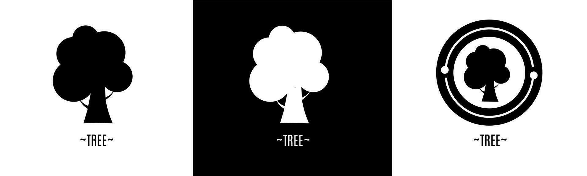 Tree logo set. Collection of black and white logos. Stock vector. vector