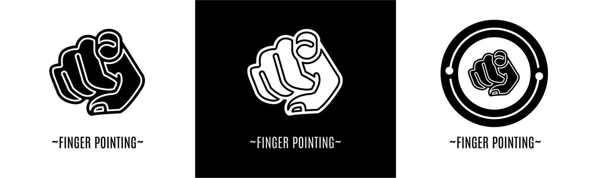 Finger pointing logo set. Collection of black and white logos. Stock vector. vector