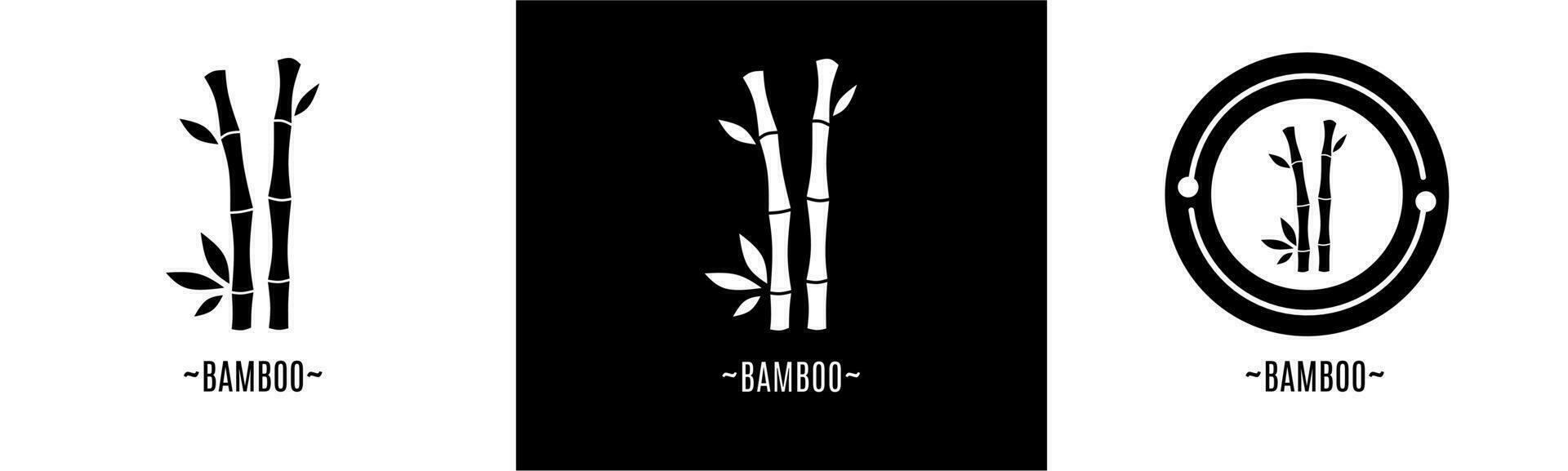 bambú logo colocar. colección de negro y blanco logotipos valores vector. vector