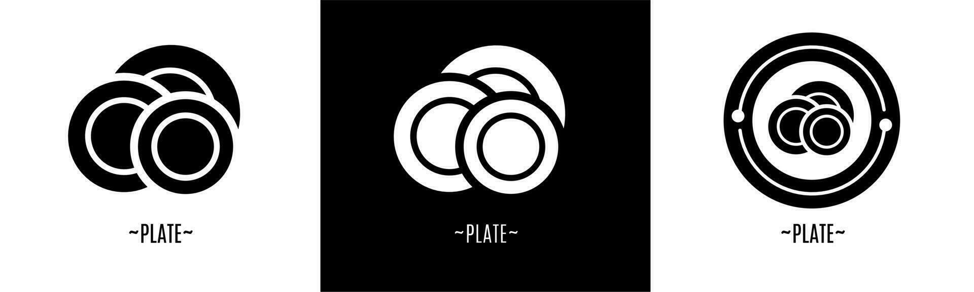 plato logo colocar. colección de negro y blanco logotipos valores vector. vector