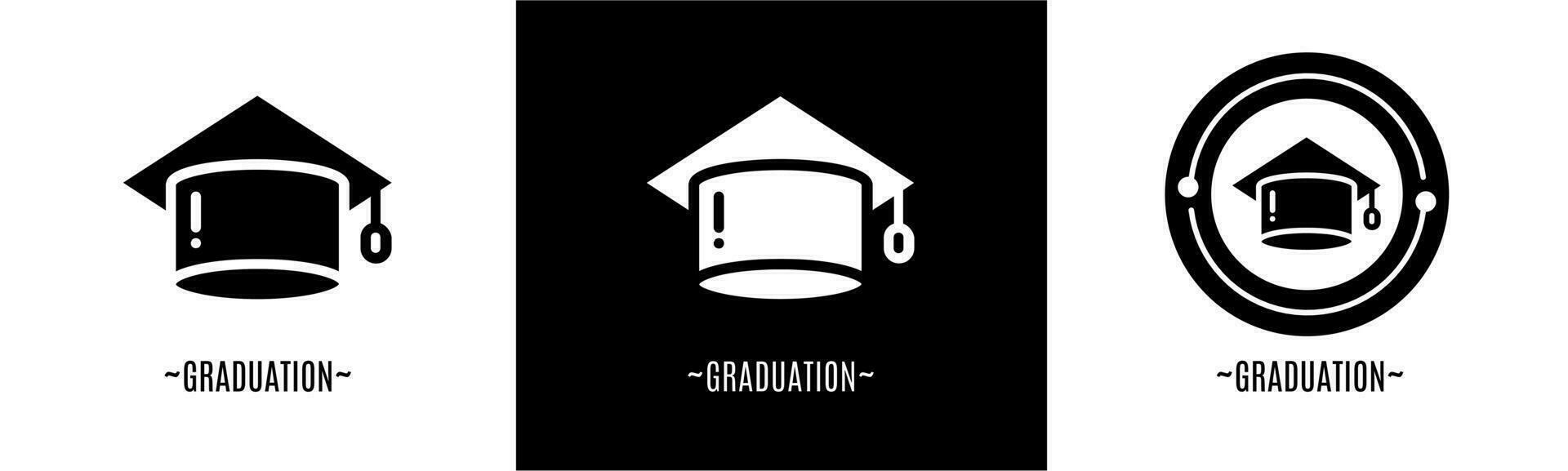 Graduation logo set. Collection of black and white logos. Stock vector. vector