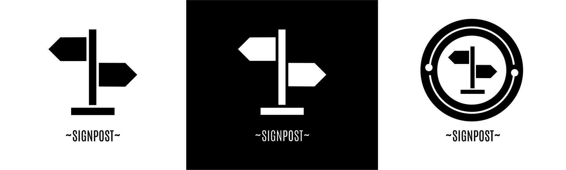 Signpost logo set. Collection of black and white logos. Stock vector. vector