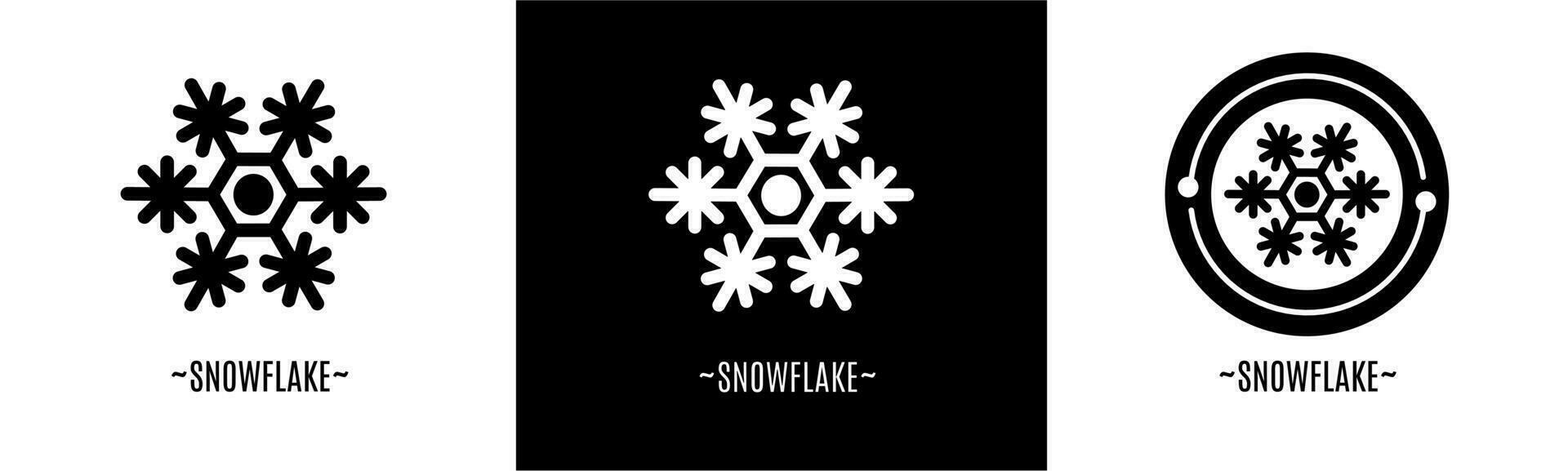 Snowflake logo set. Collection of black and white logos. Stock vector. vector