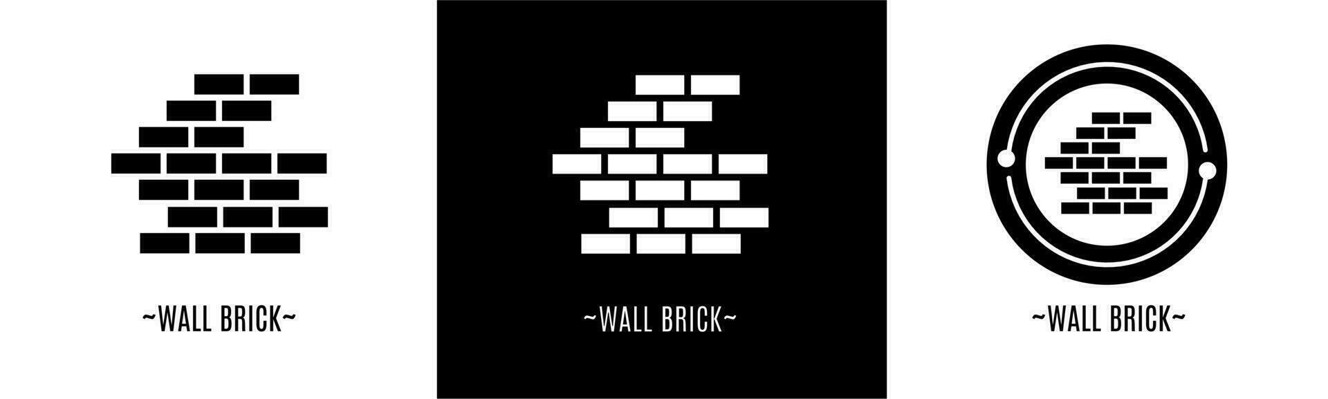 Wall brick logo set. Collection of black and white logos. Stock vector. vector