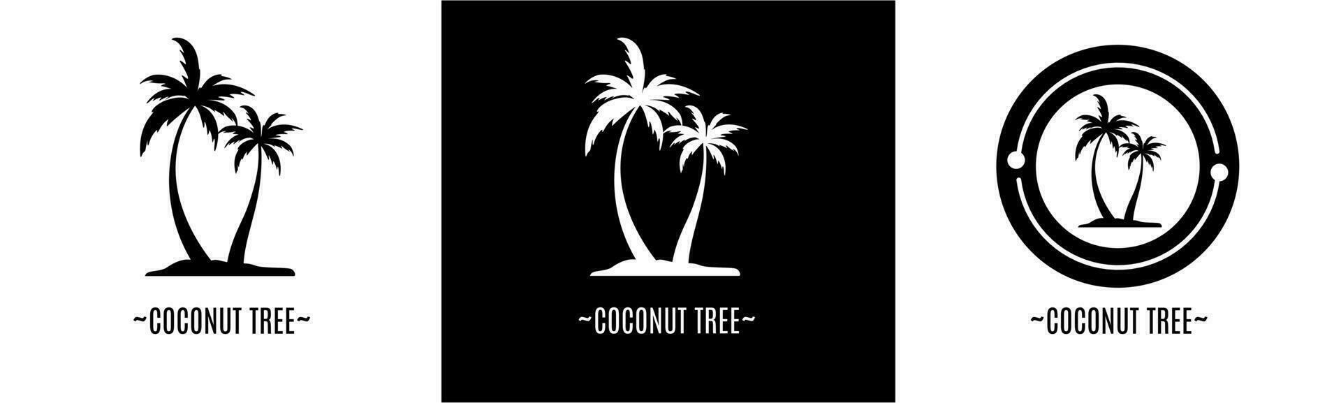 Coconut tree logo set. Collection of black and white logos. Stock vector. vector