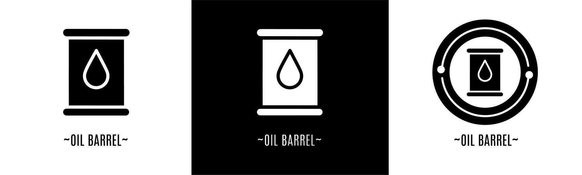 Oil barrel logo set. Collection of black and white logos. Stock vector. vector