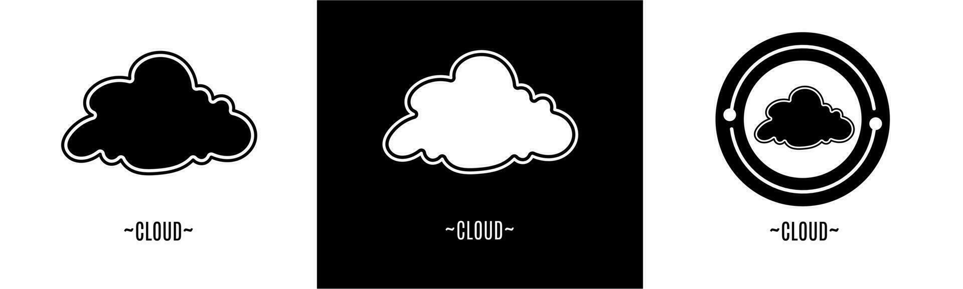 nube logo colocar. colección de negro y blanco logotipos valores vector. vector