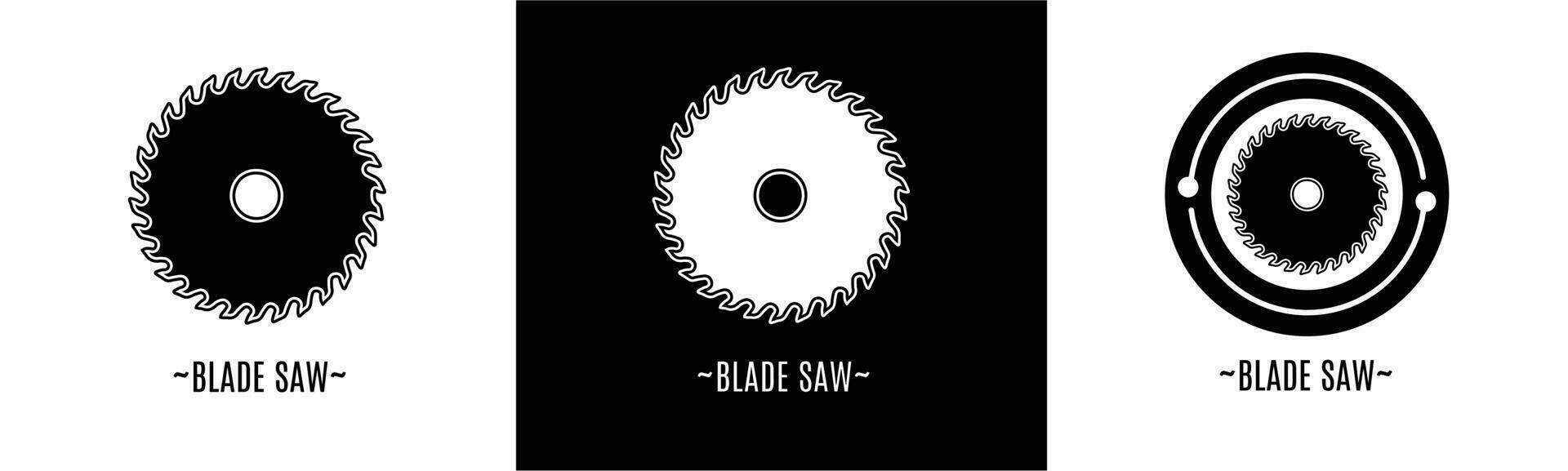 Blade saw logo set. Collection of black and white logos. Stock vector. vector