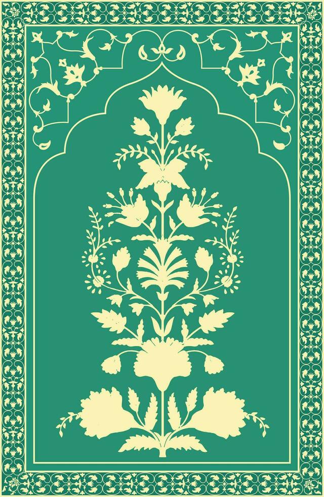 Traditional Indian flower motif. Mughal hand drawn, Mughal wall paintings. Vintage Indian Folk Flower. Botanical floral ethnic motif. Traditional oriental flower motif design. vector