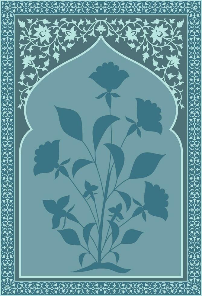 Traditional Indian flower motif. Mughal hand drawn, Mughal wall paintings. Vintage Indian Folk Flower. Botanical floral ethnic motif. Traditional oriental flower motif design. vector
