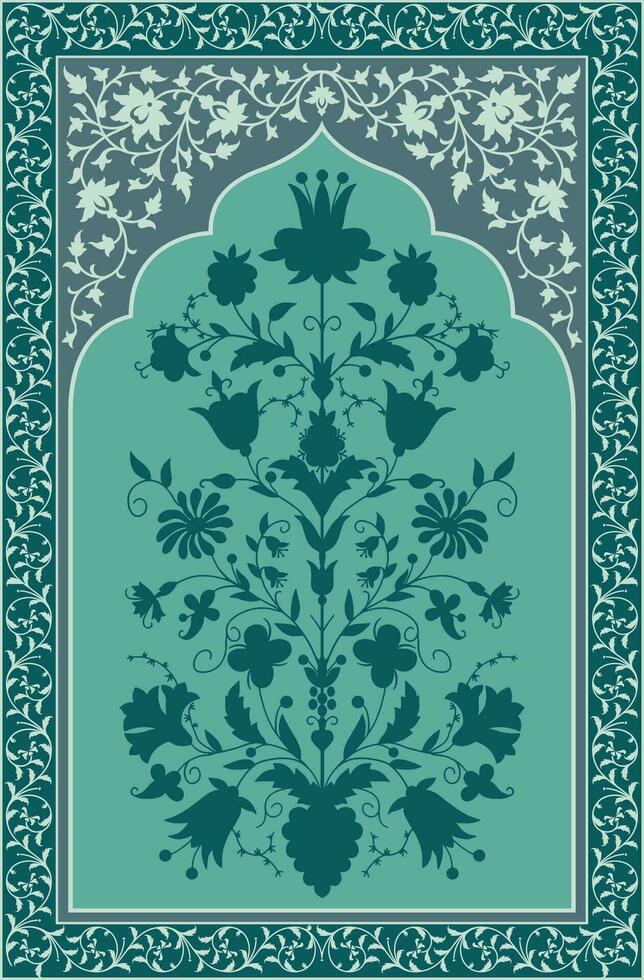 Digital flower textile design, digital print. Botanical floral ethnic motif. Mughal hand drawn, Mughal wall paintings. Vintage Indian Folk Flower Painting Art Prints Wall Pictures Decor. vector