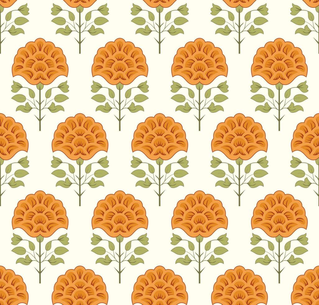 Mughal flower seamless pattern. Pattern with decorative flowers Botanical floral ethnic motif, and Mughal flower motif with pattern design. vector