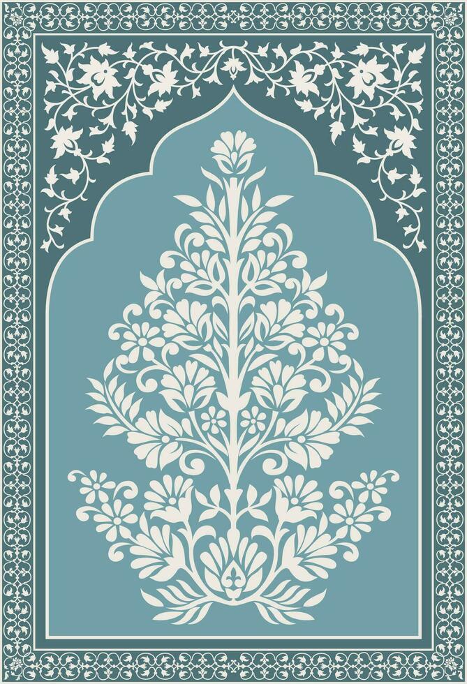 Digital design ethnic border textile print design. Traditional Indian floral motif. vector
