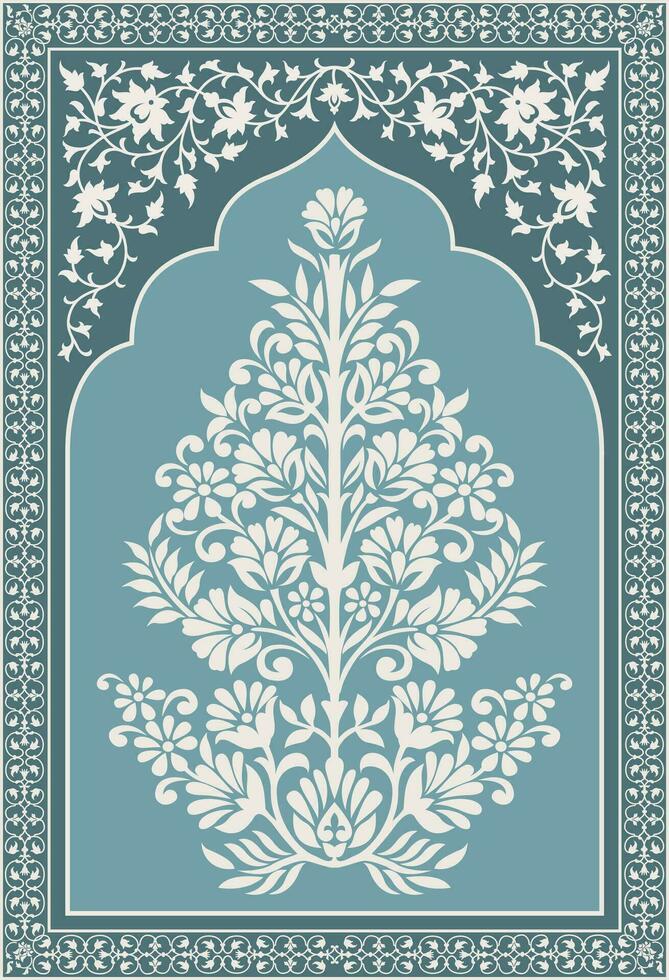 Digital design ethnic border textile print design. Traditional Indian floral motif. vector