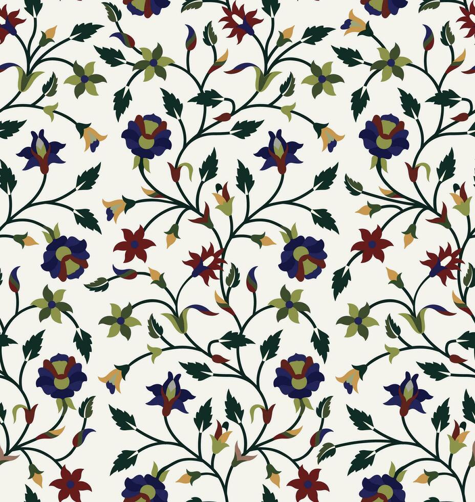 Mughal floral seamless pattern. Beautiful Mughal flower motif with pattern design. vector