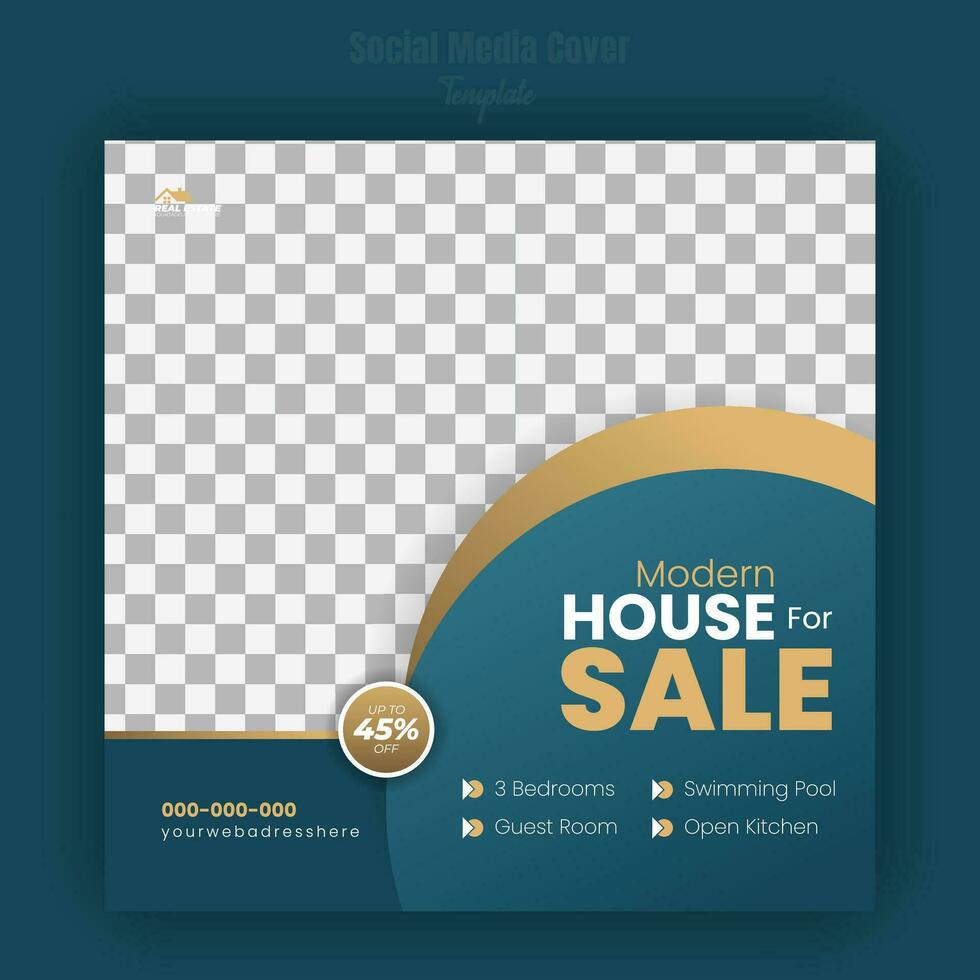 Real estate company property promotion social media cover, modern and luxury house for sale social media post design template, web banner, advertising discount template with abstract colorful shapes vector