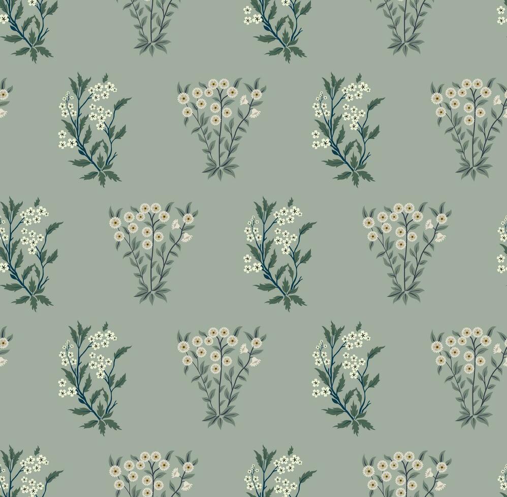 Digital printing textile pattern. Seamless pattern with decorative flowers. Aesthetic floral print for fabric, scrapbook, wrapping. vector
