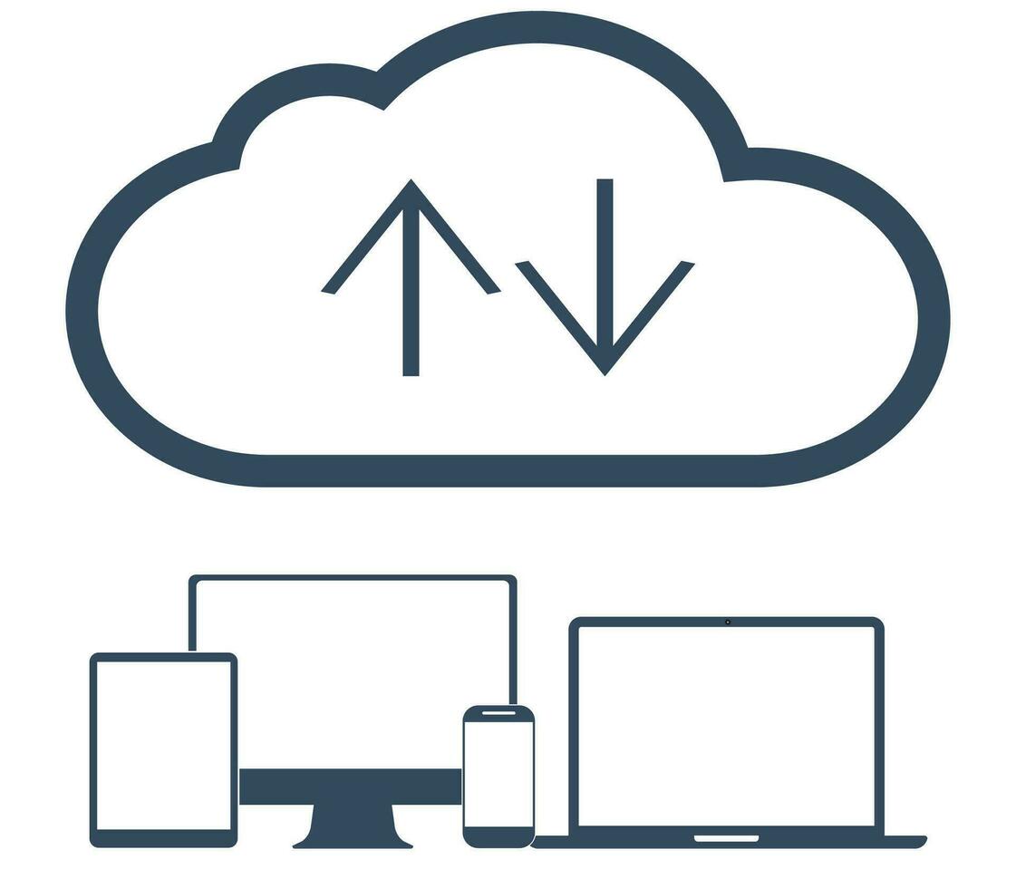 Cloud computing Network Connected all Devices. vector