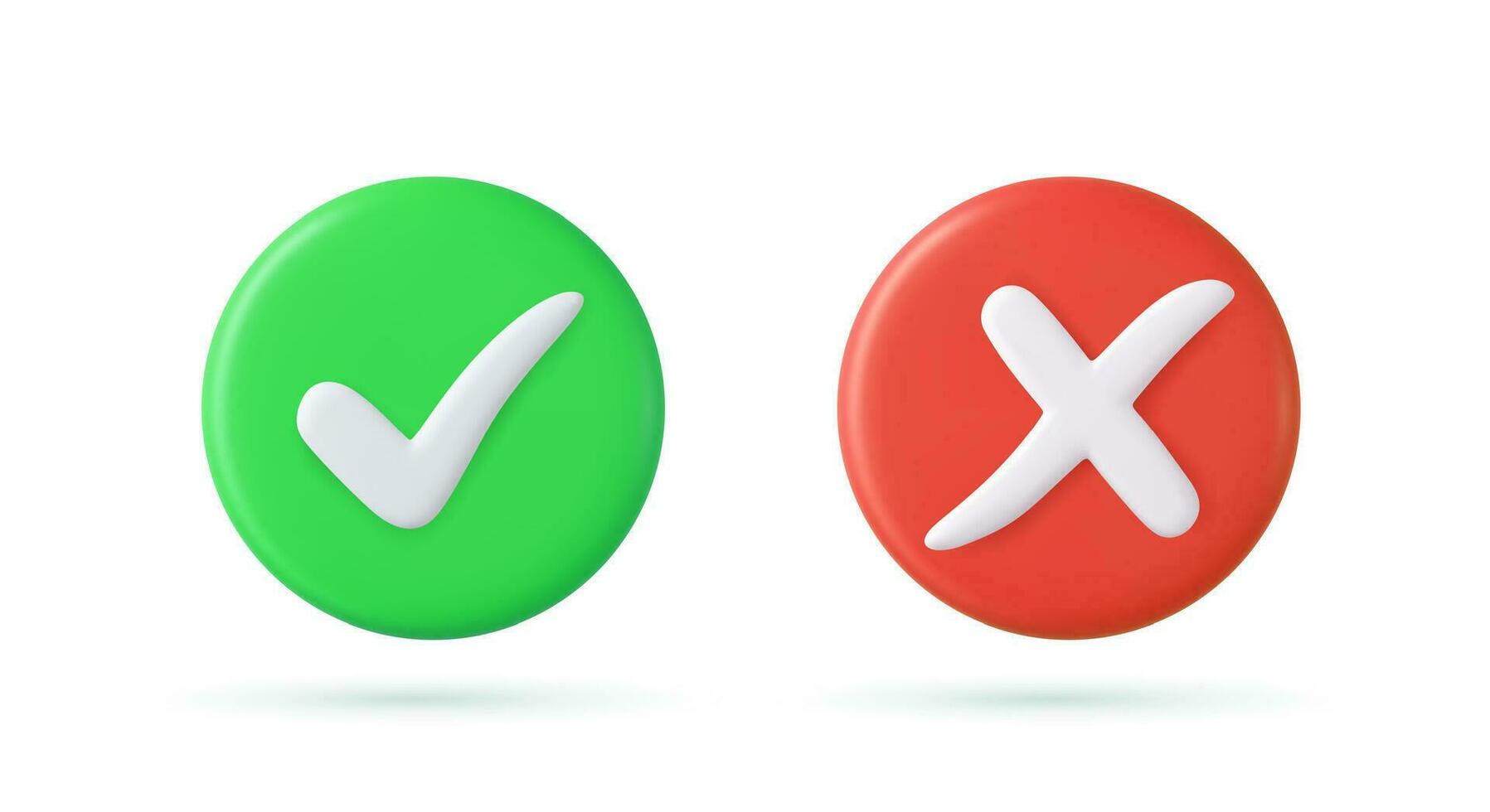 Green tick check mark and cross mark symbols vector