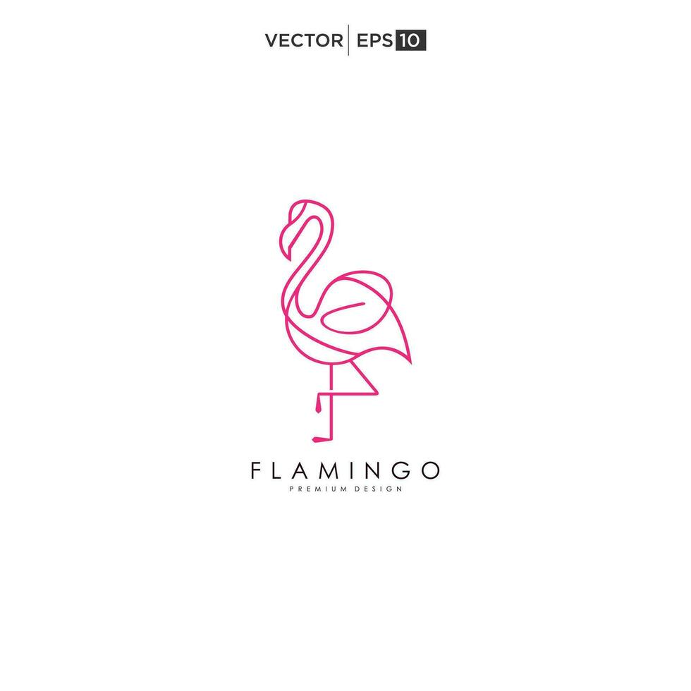 Pink Flamingo Logo Template. Bird Vector logo Design. Animal World Illustration