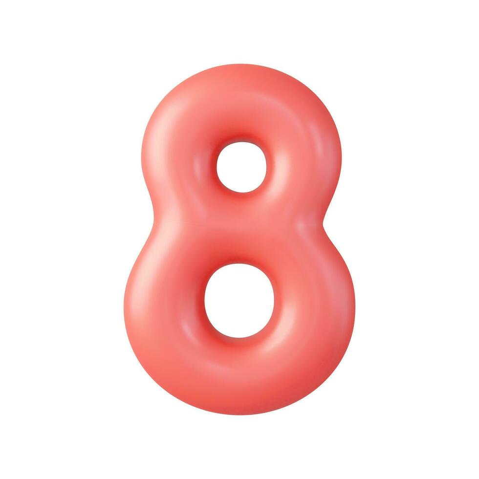 3d Number 8. eight Number sign red color. vector