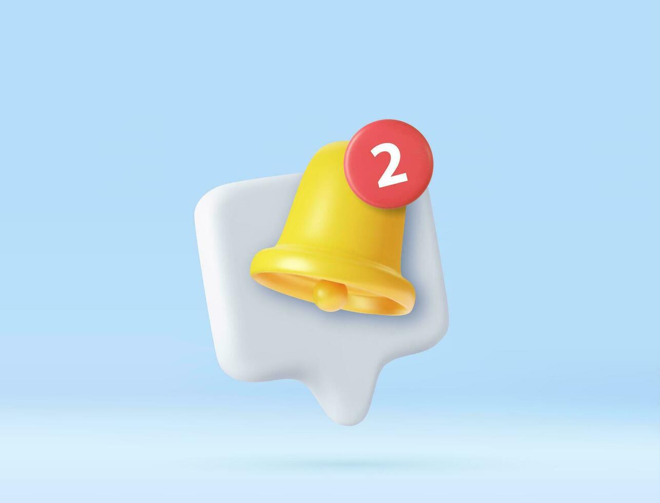 3D notification bell alert icon vector