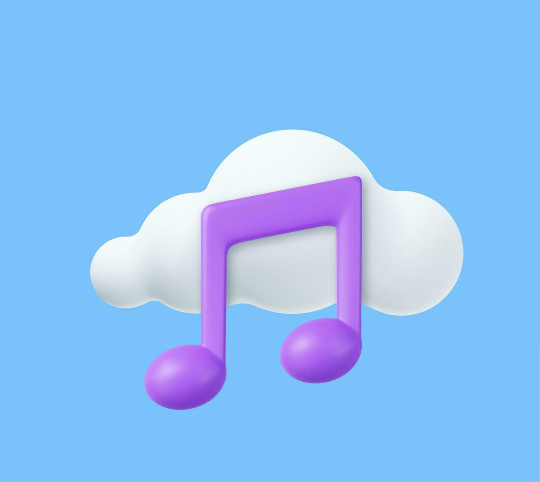 3d music storage clouds. vector